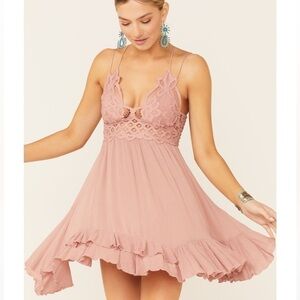 Free People Pink Lace Mini Dress